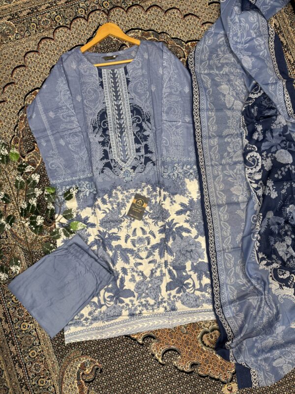 Pakistani inspired lawn collection skyblue